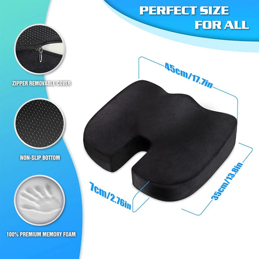 HealthyLife™ Pressure Relief Seat Cushion Back Pain Orthopedic Therapy Car Office Chair Wheelchair Support Tailbone Sciatica Relief