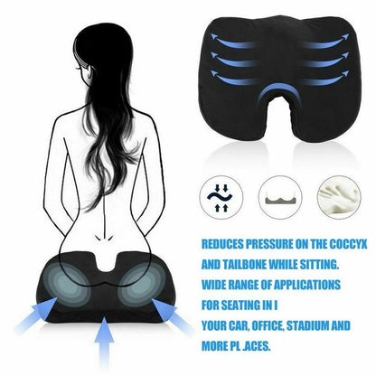 HealthyLife™ Pressure Relief Seat Cushion Back Pain Orthopedic Therapy Car Office Chair Wheelchair Support Tailbone Sciatica Relief