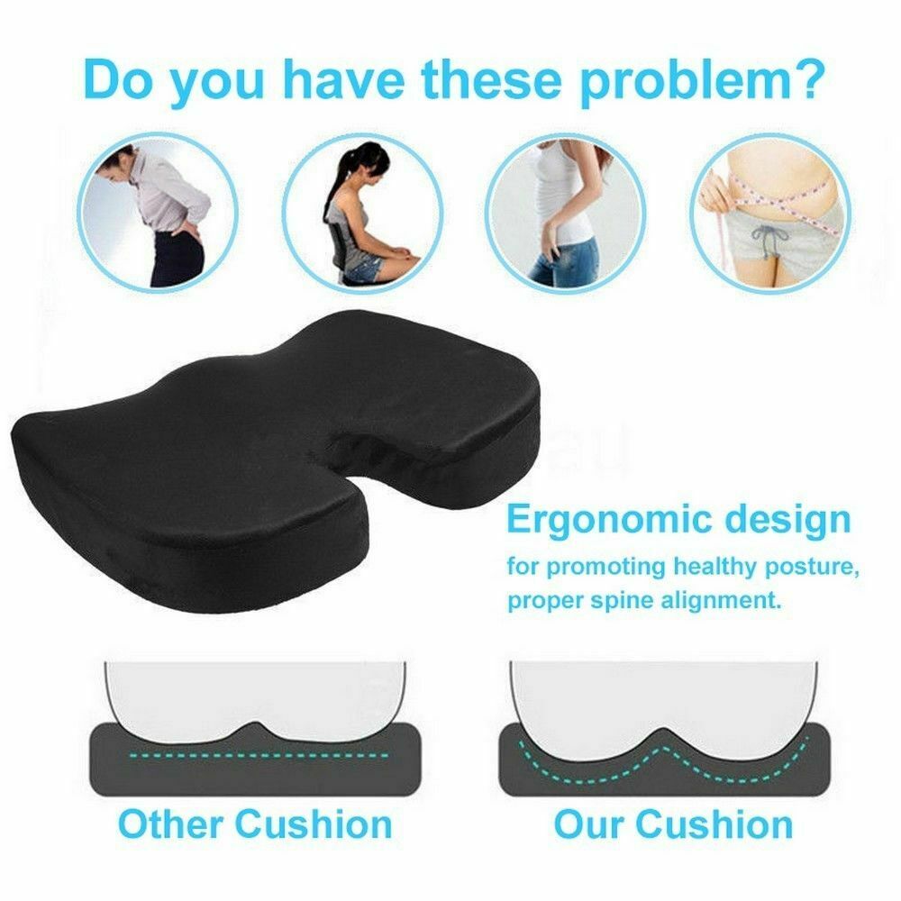 HealthyLife™ Pressure Relief Seat Cushion Back Pain Orthopedic Therapy Car Office Chair Wheelchair Support Tailbone Sciatica Relief